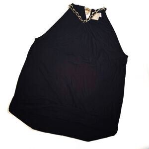 MICHAEL Michael Kors chain link halter with MK logo on chain black size small